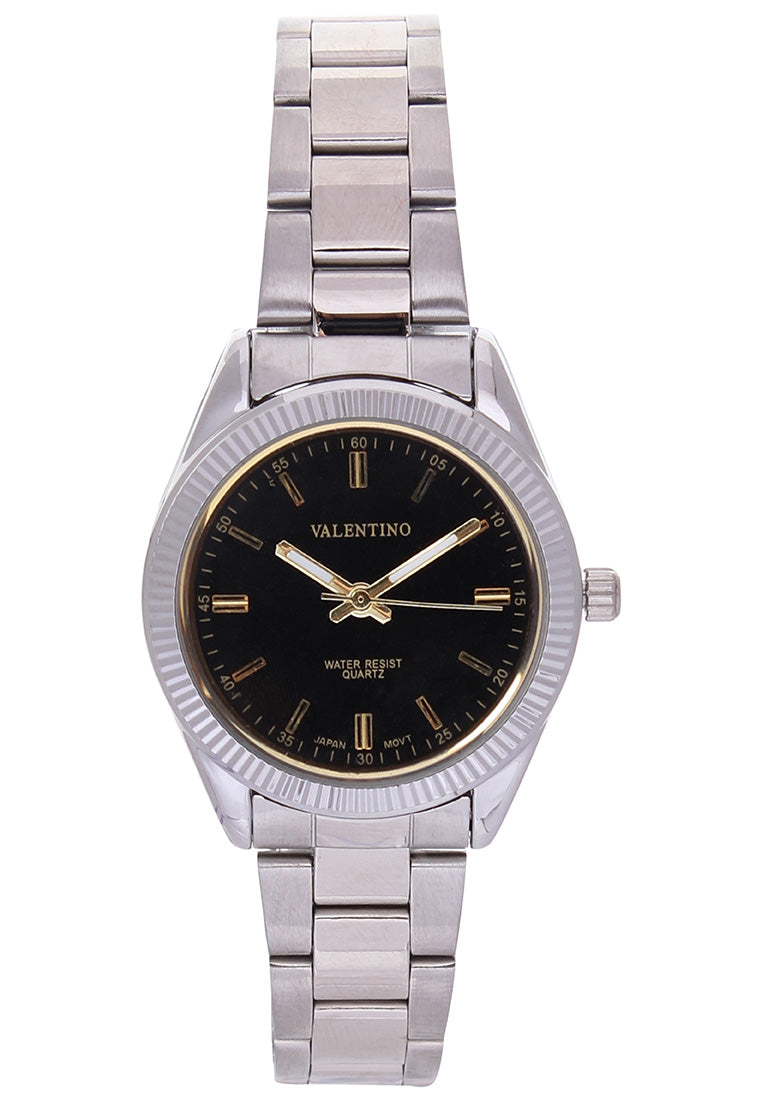 Valentino 20121680-SILVER - BLACK DIAL Analog Stainless Band Watch for Women-Watch Portal Philippines