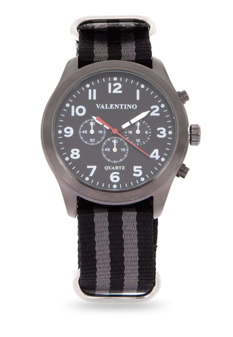 Valentino 20121737-GREY AND BLACK Nylon Strap Watch for Men-Watch Portal Philippines