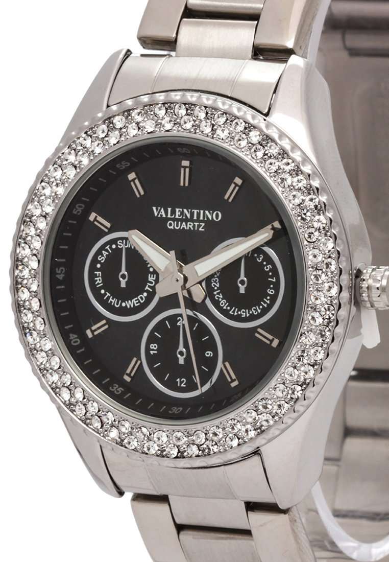 Valentino 20121789-BLACK DIAL Silver Stainless Watch for Women-Watch Portal Philippines