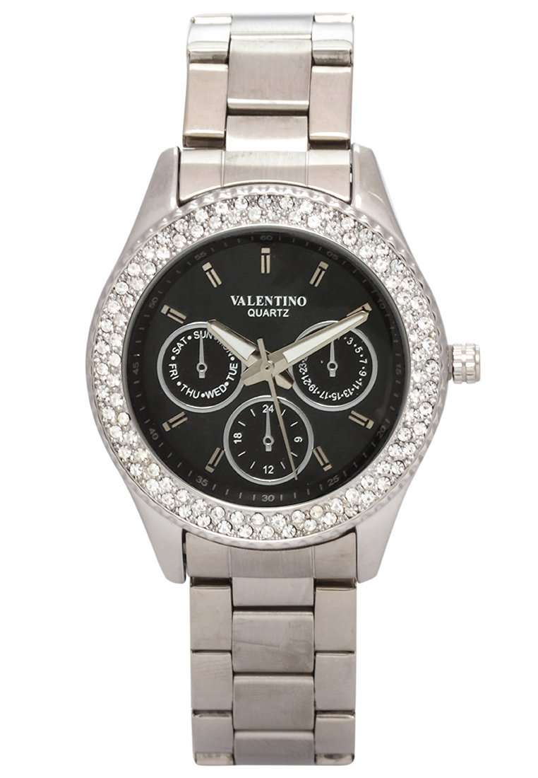Valentino 20121789-BLACK DIAL Silver Stainless Watch for Women-Watch Portal Philippines