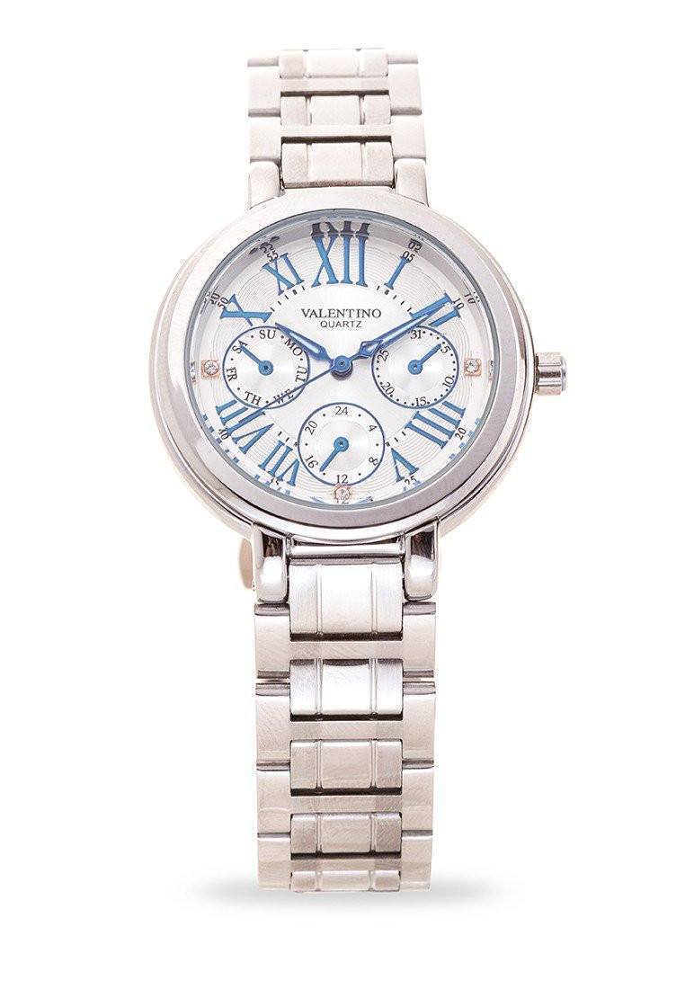 Valentino 20121928-SILVER DIAL CLASSIC SHN MTL IP WHT STAINLESS BAND STRAP Watch For Women-Watch Portal Philippines
