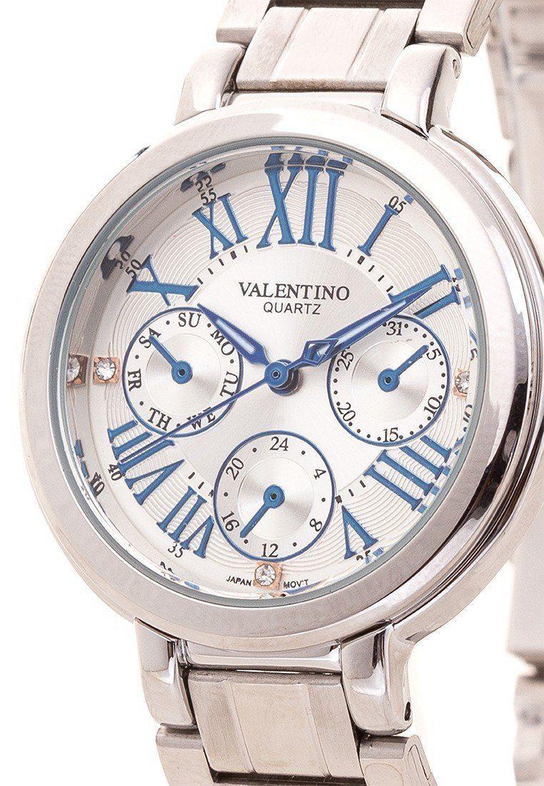 Valentino 20121928-SILVER DIAL CLASSIC SHN MTL IP WHT STAINLESS BAND STRAP Watch For Women-Watch Portal Philippines