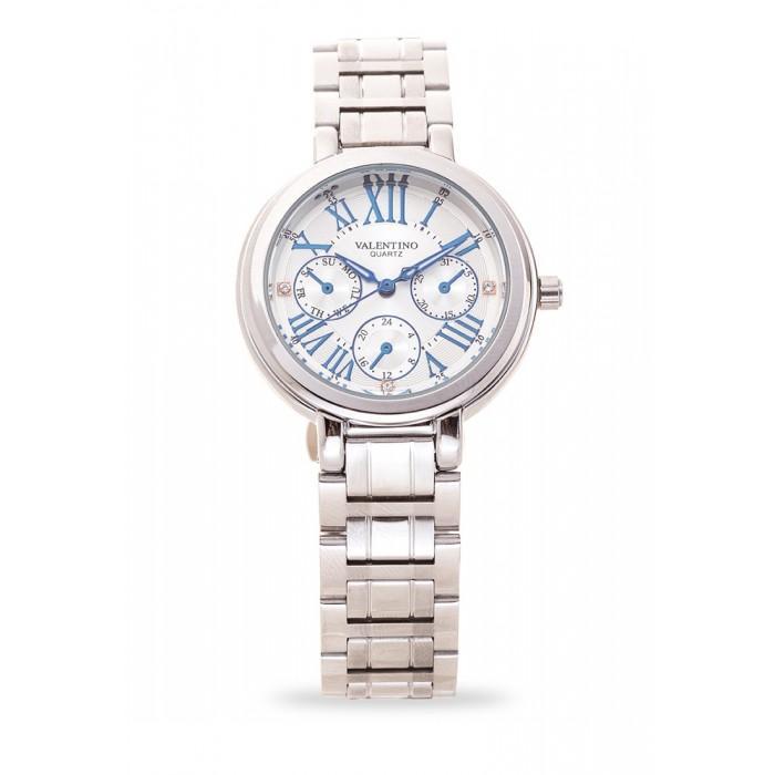 Valentino 20121928-SILVER DIAL CLASSIC SHN MTL IP WHT STAINLESS BAND STRAP Watch For Women-Watch Portal Philippines