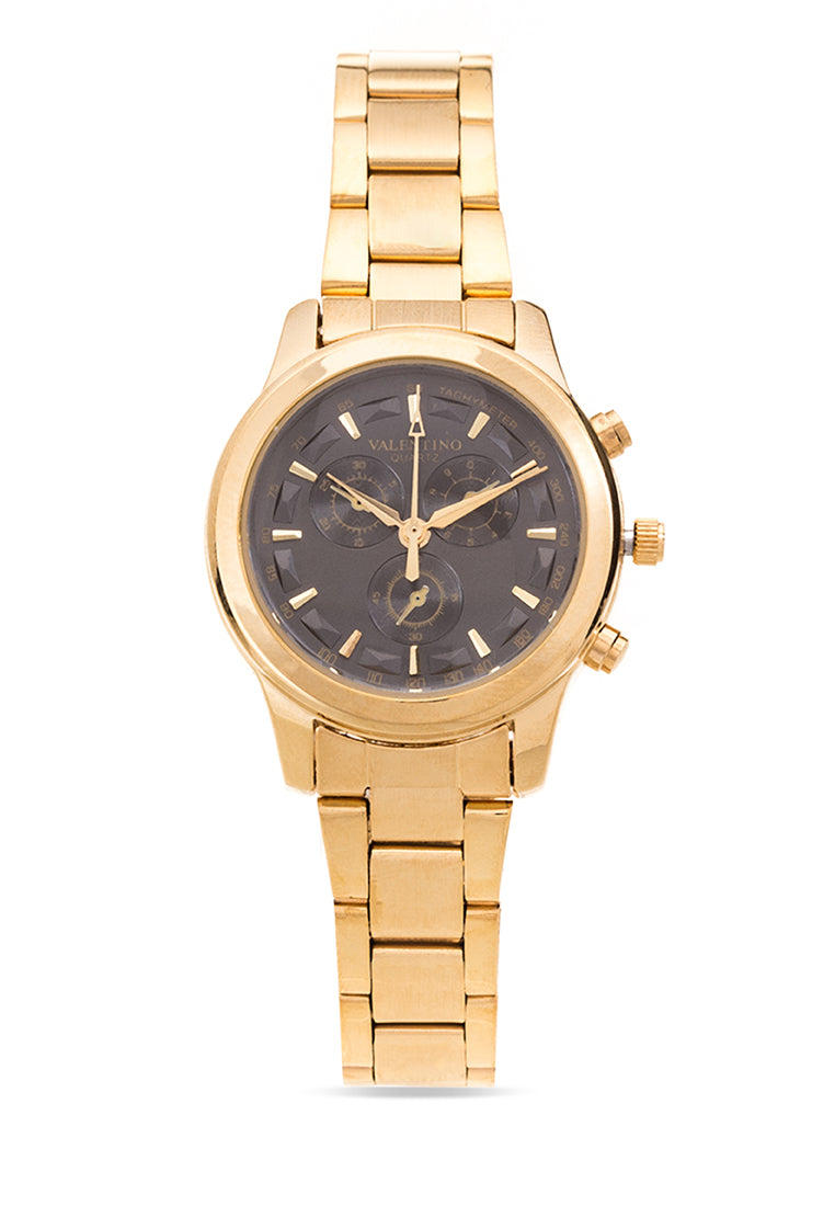 Valentino 20121935-BLACK DIAL Analog Stainless Band Watch for Women-Watch Portal Philippines