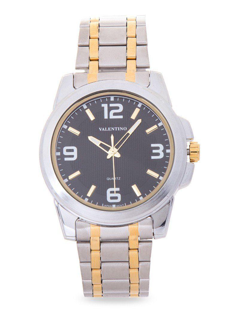 Valentino 20121952-TWO TONE - BLACK DIAL STAINLESS BAND Watch For Men-Watch Portal Philippines