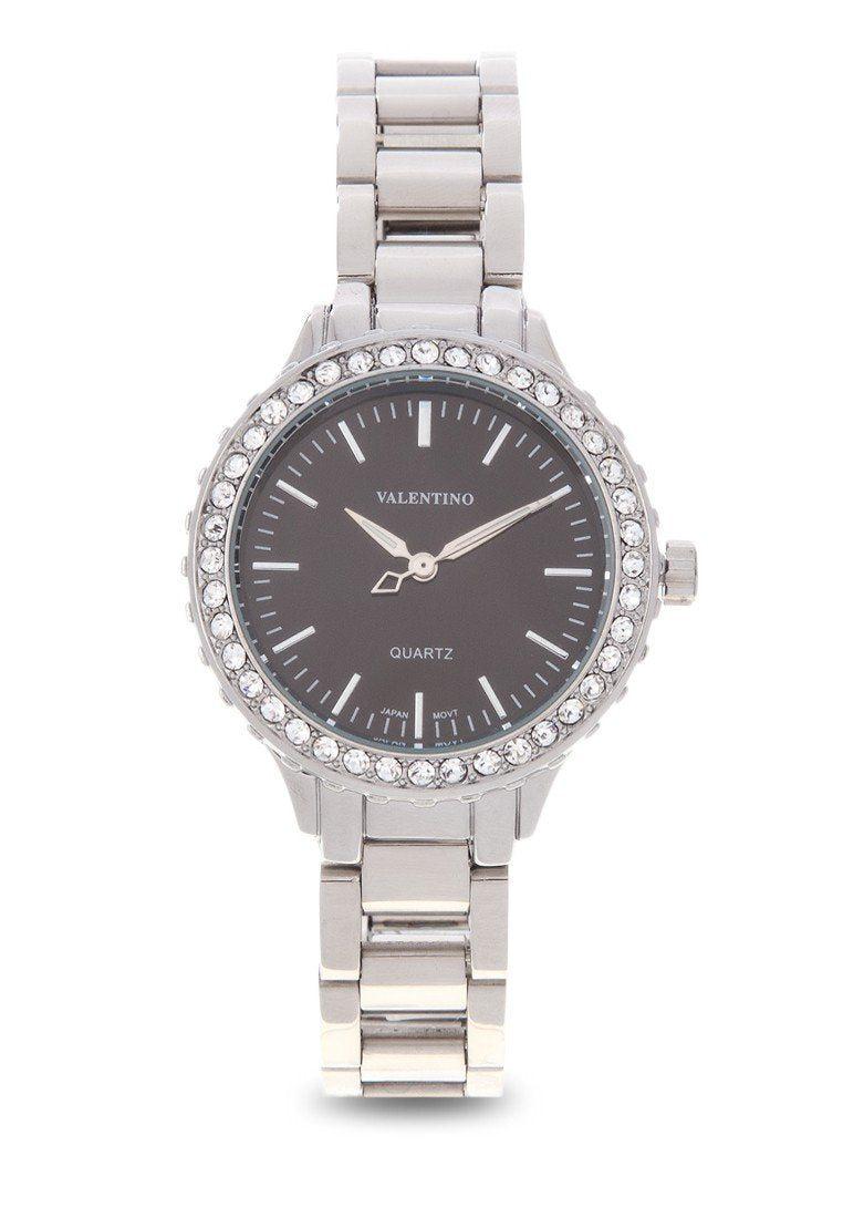 Valentino 20121961-SILVER - BLACK DIAL SILVER STAINLESS BAND Watch For Women-Watch Portal Philippines