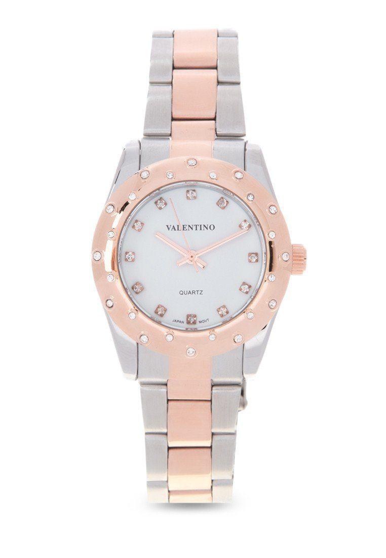 Valentino 20121974-TWO TONE - White Dial Two Tone Stainless Band Watch For Women-Watch Portal Philippines
