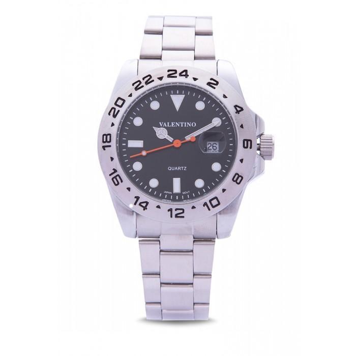 Valentino 20122020-BLACK DIAL SILVER STAINLESS STEEL STRAP Watch for Men-Watch Portal Philippines