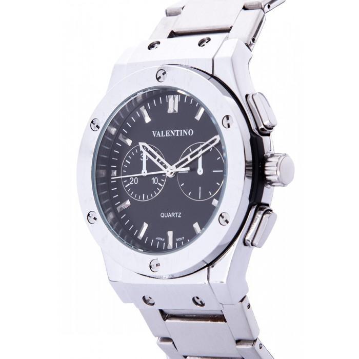 Valentino 20122068-BLACK DIAL SILVER STAINLESS STEEL BAND Watch for Men-Watch Portal Philippines