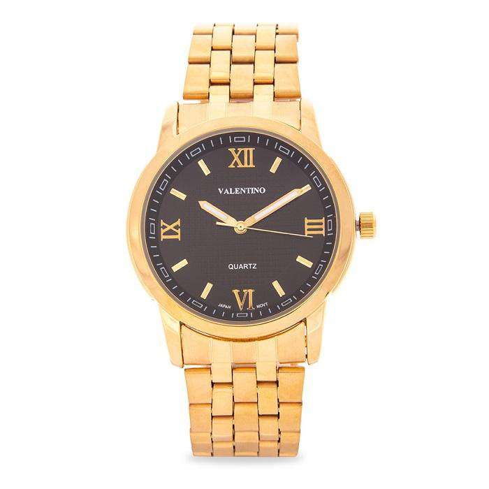 Valentino 20122122-BLACK DIAL Gold Stainless Steel Band Watch for Men-Watch Portal Philippines