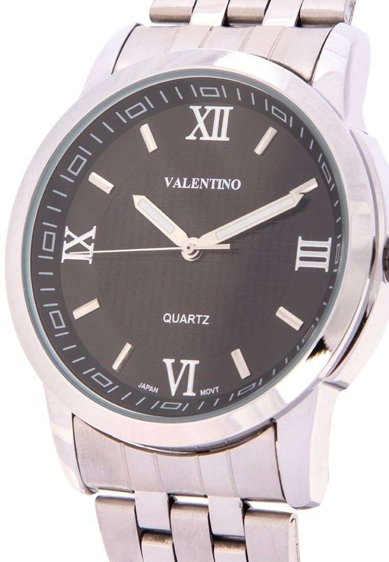 Valentino 20122123-BLACK DIAL Silver Stainless Steel Band Watch for Men-Watch Portal Philippines