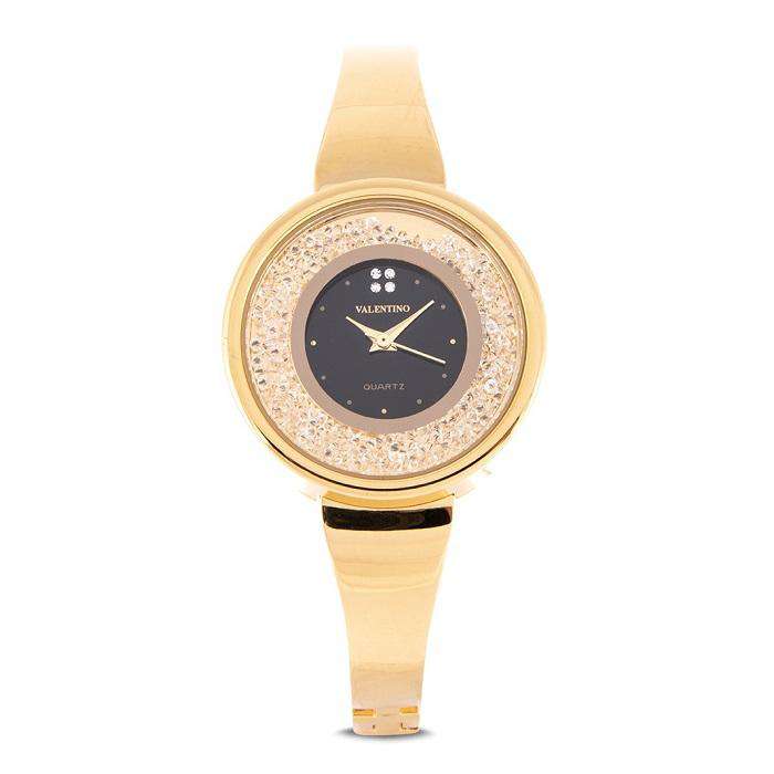 Valentino 20122148-BLACK DIAL Gold Fashion Metal Band Watch for Women-Watch Portal Philippines