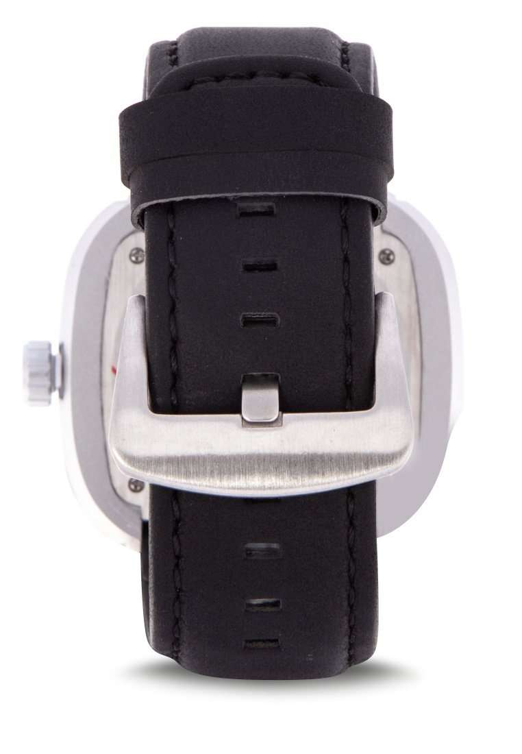 Valentino 20122151-BLK STRAP - SIL CASE - SILVER INDEX Black Leather Strap Watch for Men-Watch Portal Philippines