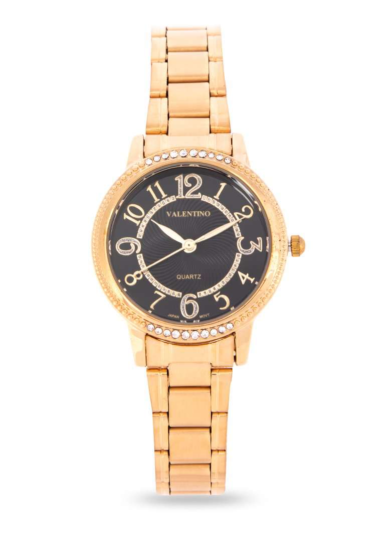 Valentino 20122199-BLACK DIAL Gold Stainless Steel Watch for Women-Watch Portal Philippines