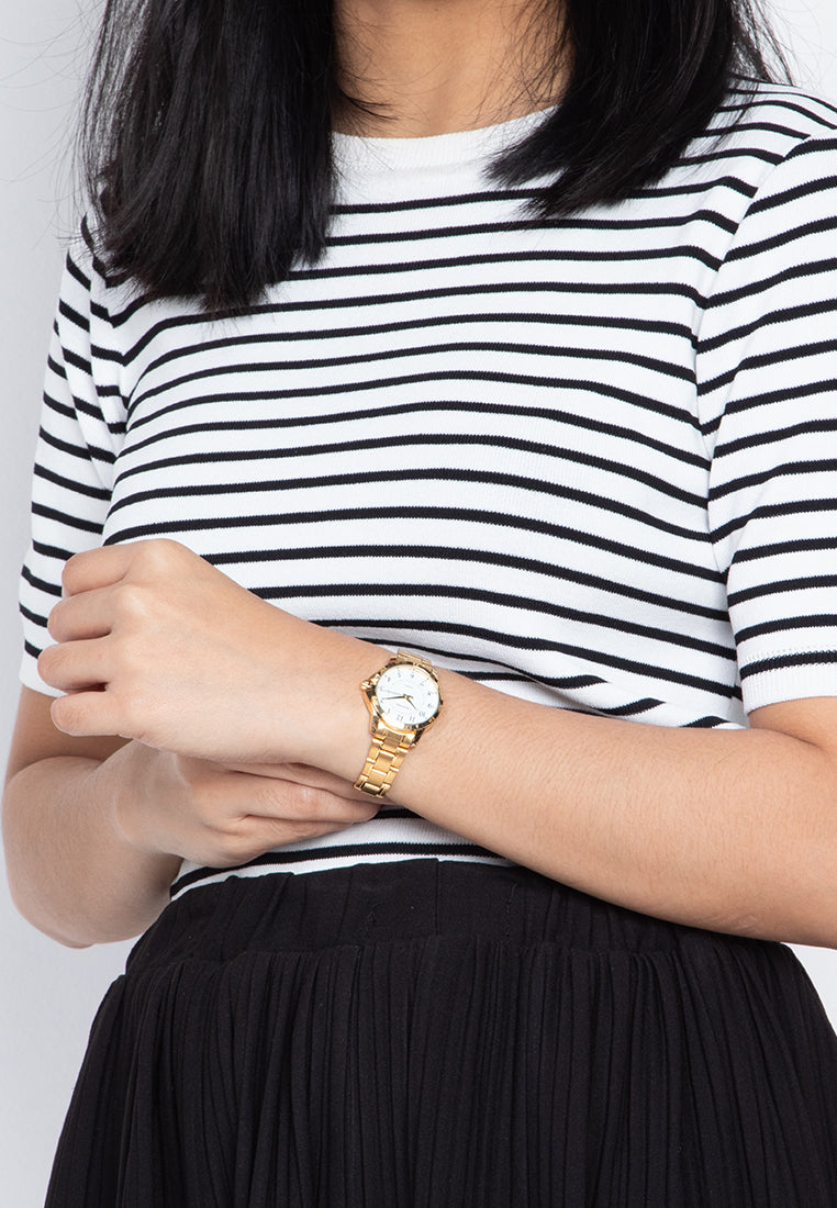 Valentino 20122201-GOLD - WHITE DIAL Analog Stainless Band Watch for Women-Watch Portal Philippines