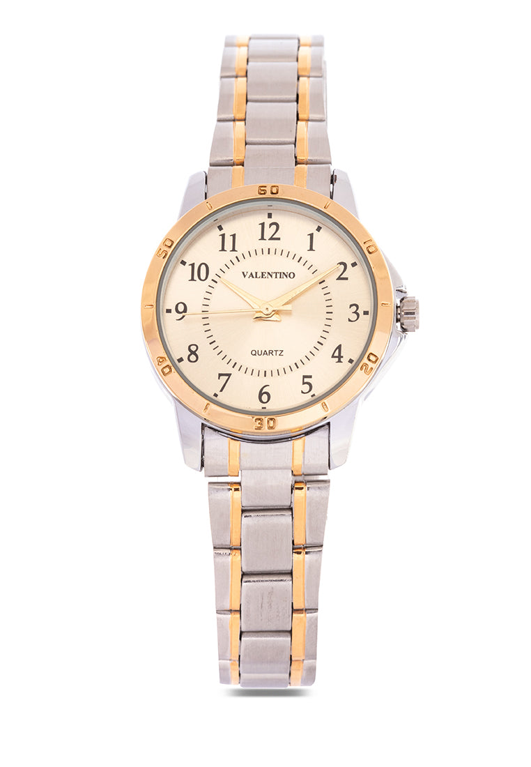 Valentino 20122201-TWO TONE - GOLD DIAL Analog Stainless Band Watch for Women-Watch Portal Philippines