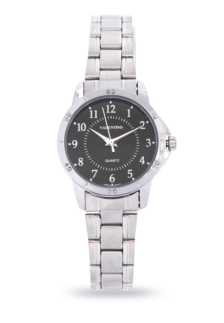 Valentino 20122202-BLACK DIAL Analog Stainless Steel Strap Watch for Women-Watch Portal Philippines