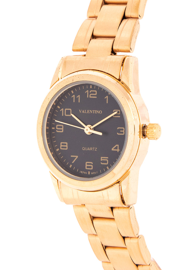 Valentino 20122203-GOLD - BLACK DIAL Analog Stainless Band Watch for Women-Watch Portal Philippines