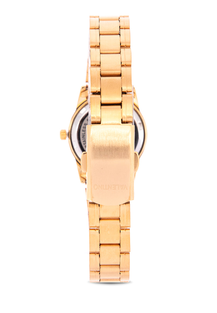 Valentino 20122203-GOLD - BLACK DIAL Analog Stainless Band Watch for Women-Watch Portal Philippines