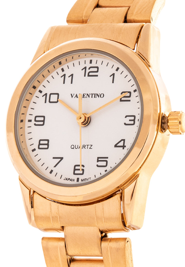 Valentino 20122203-GOLD - WHITE DIAL Analog Stainless Band Watch for Women-Watch Portal Philippines