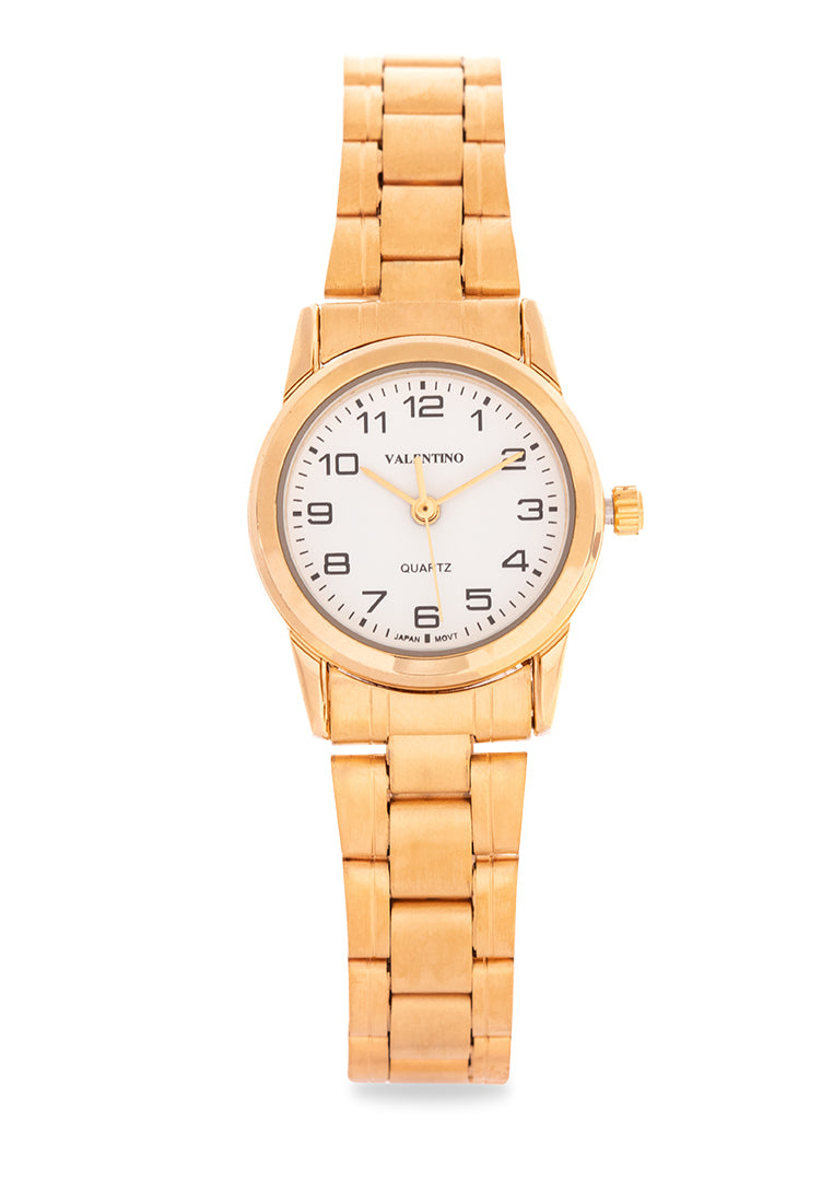 Valentino 20122203-GOLD - WHITE DIAL Analog Stainless Band Watch for Women-Watch Portal Philippines