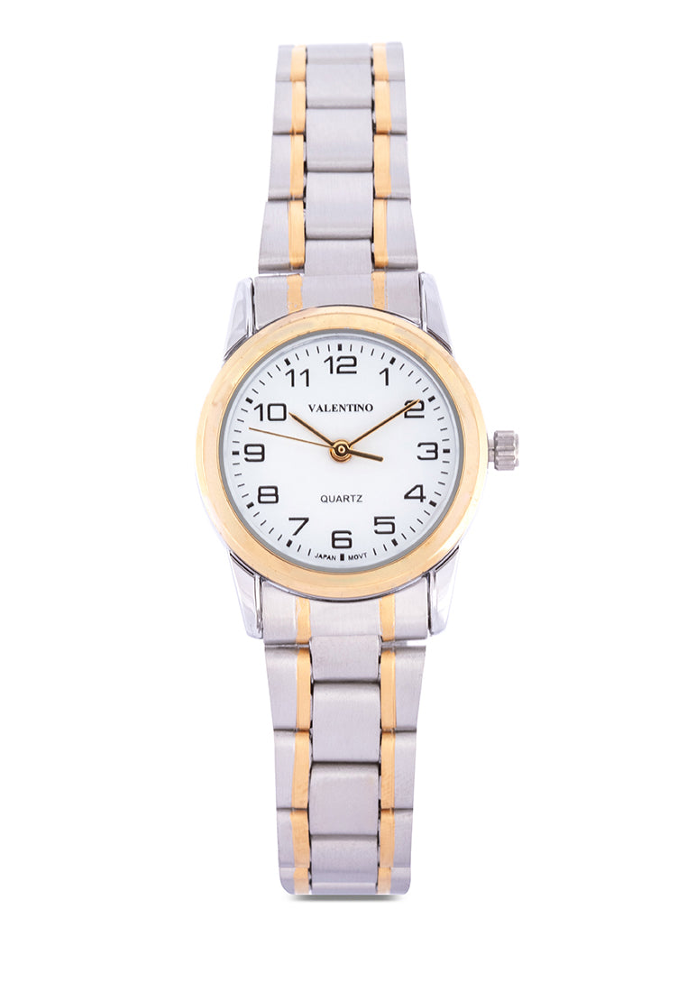 Valentino 20122203-TWO TONE - WHITE DIAL Analog Stainless Band Watch for Women-Watch Portal Philippines
