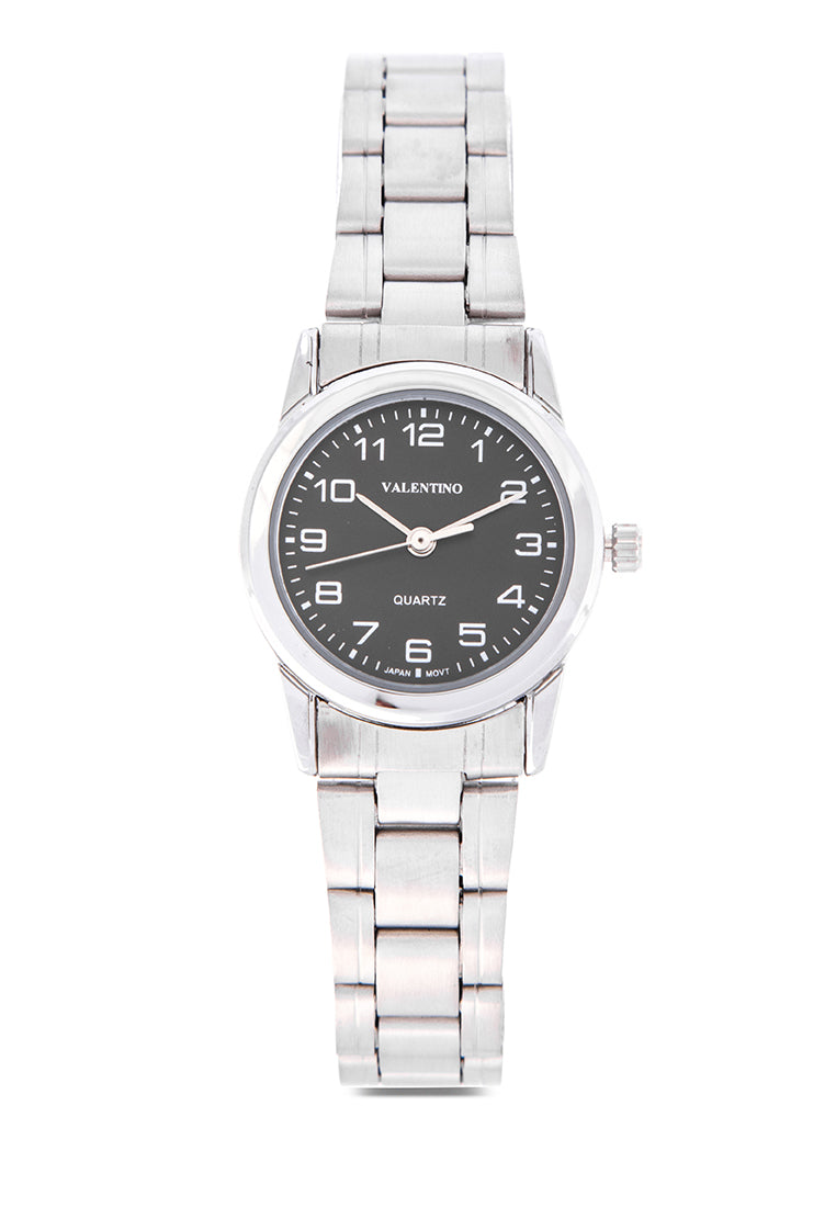 Valentino 20122204-BLACK DIAL Analog Stainless Steel Strap Watch for Women-Watch Portal Philippines