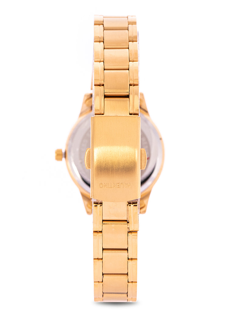 Valentino 20122230-GLD - BLK DIAL Analog Stainless Steel Strap Watch for Women-Watch Portal Philippines