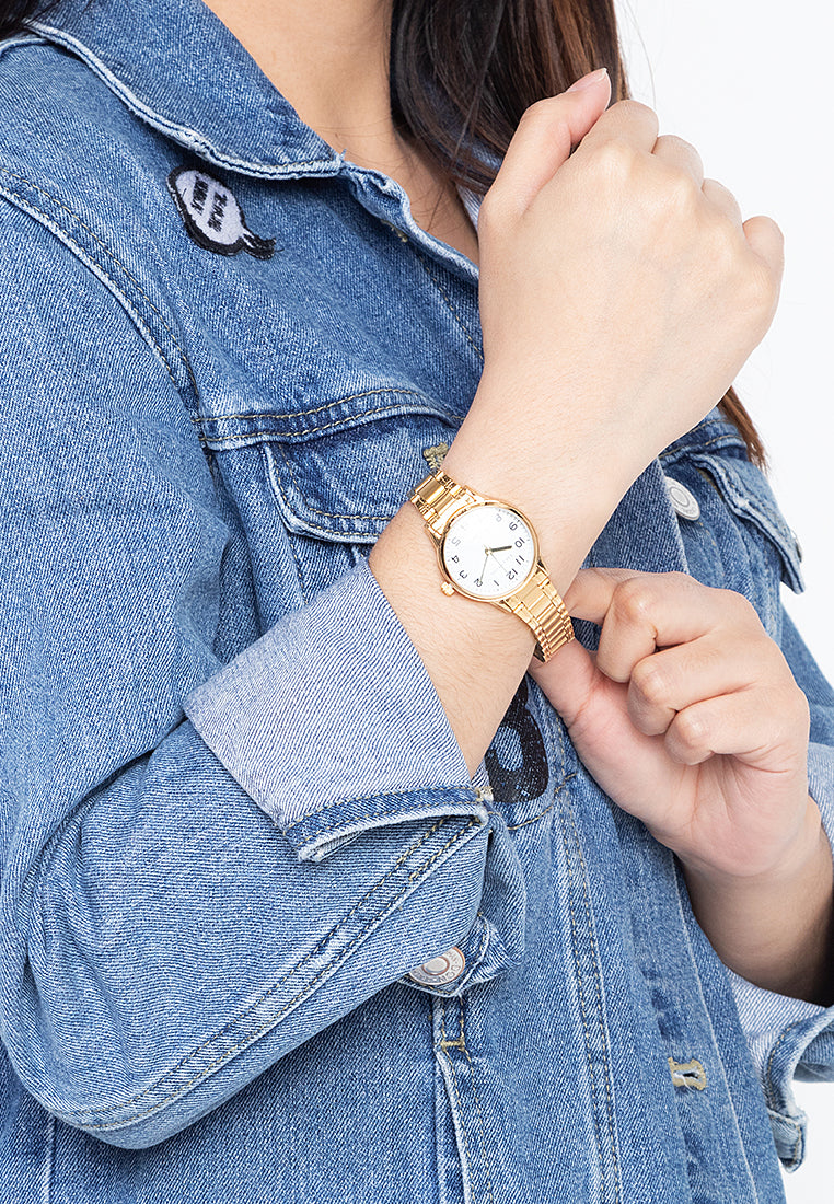 Valentino 20122230-GLD - WHT DIAL Analog Stainless Steel Strap Watch for Women-Watch Portal Philippines