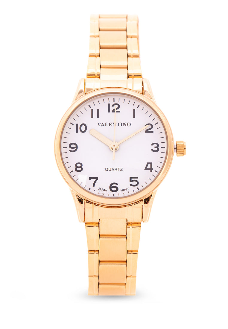 Valentino 20122230-GLD - WHT DIAL Analog Stainless Steel Strap Watch for Women-Watch Portal Philippines