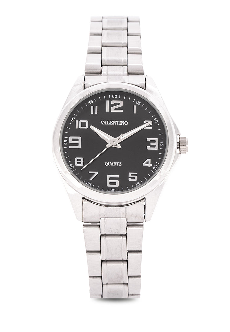 Valentino 20122239-BLK DIAL - SIL INDEX Analog Stainless Steel Strap Watch for Women-Watch Portal Philippines