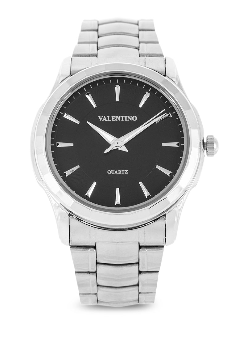 Valentino 20122253-BLK DIAL - SIL INDEX Analog Stainless Band Watch for Men-Watch Portal Philippines