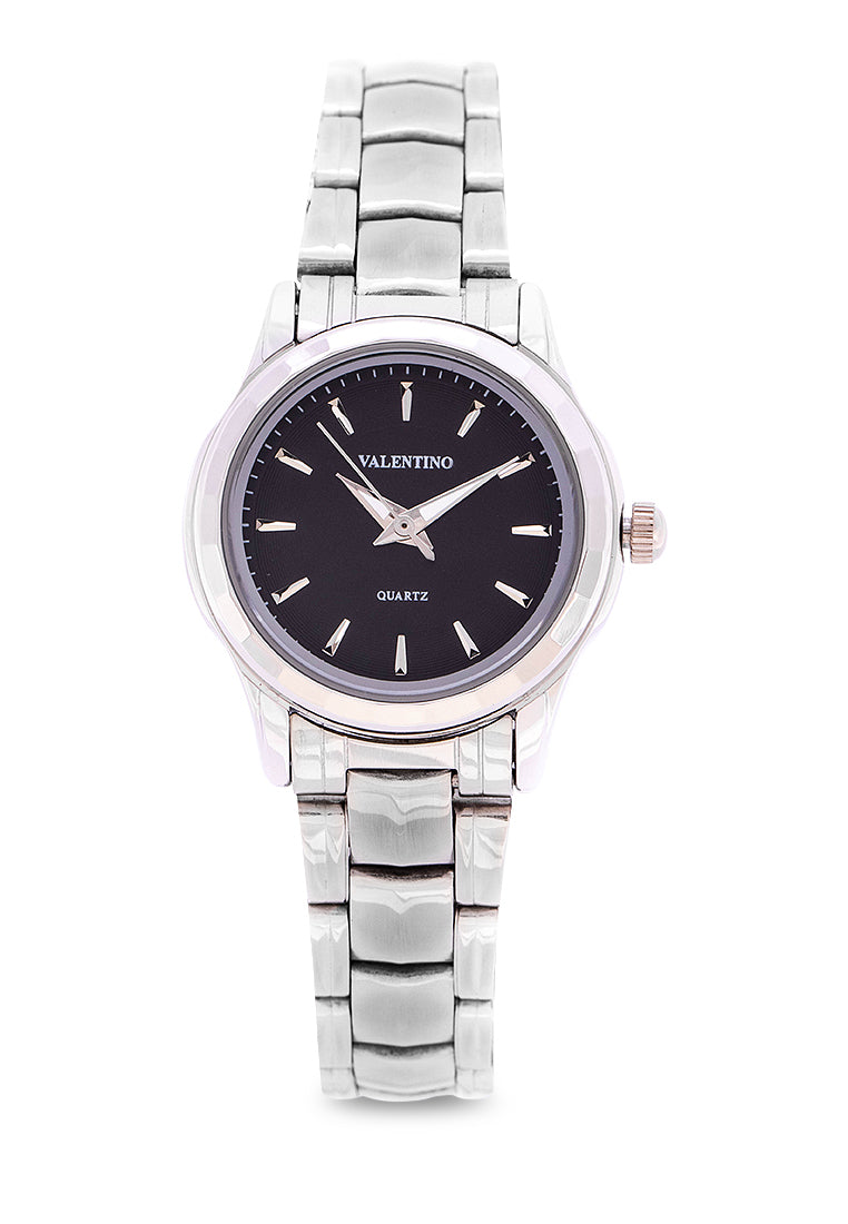 Valentino 20122254-BLK DIAL - SIL INDEX Analog Stainless Band Watch for Women-Watch Portal Philippines