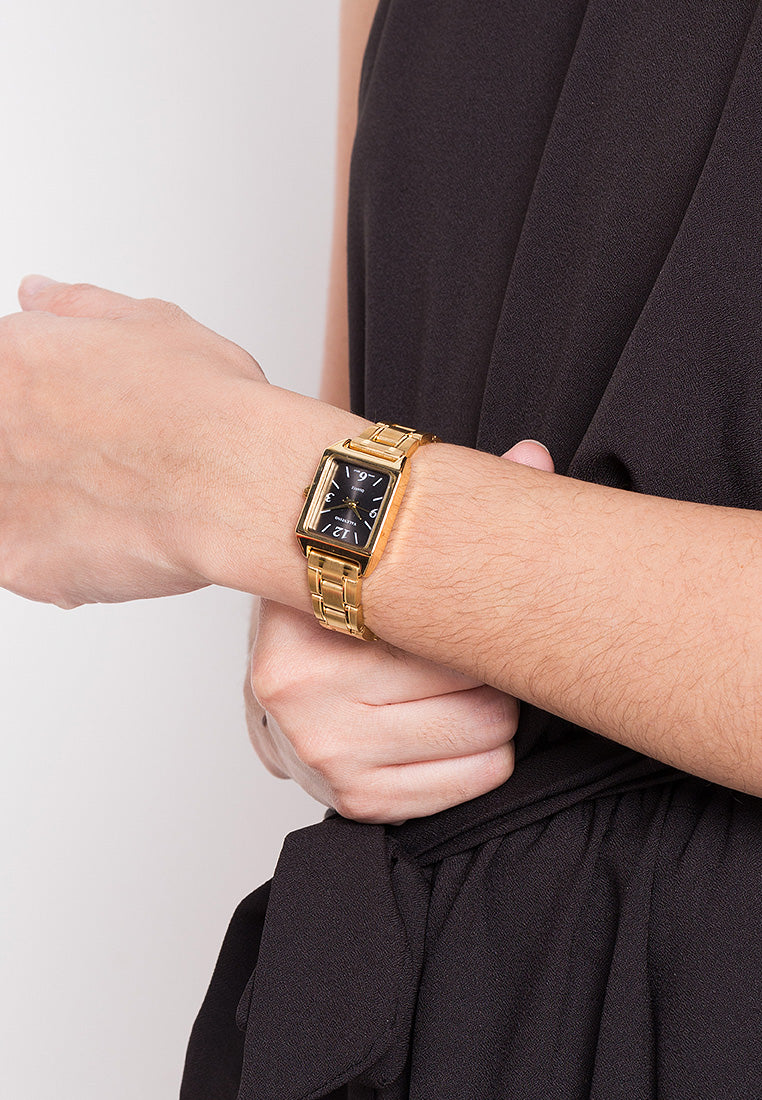 Valentino 20122256-GLD - BLACK DIAL NUMBERS Analog Stainless Steel Strap Watch for Women-Watch Portal Philippines