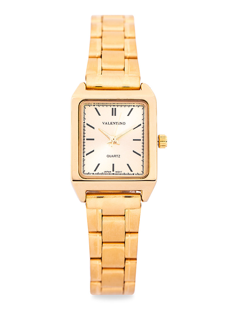 Valentino 20122256-GLD - GOLD DIAL LINES Analog Stainless Steel Strap Watch for Women-Watch Portal Philippines