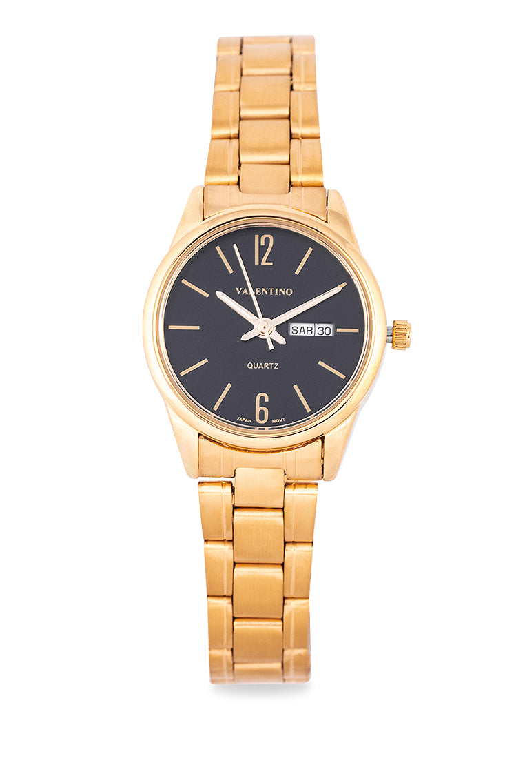 Valentino 20122258-GLD - BLACK DIAL Analog Stainless Band Watch for Women-Watch Portal Philippines