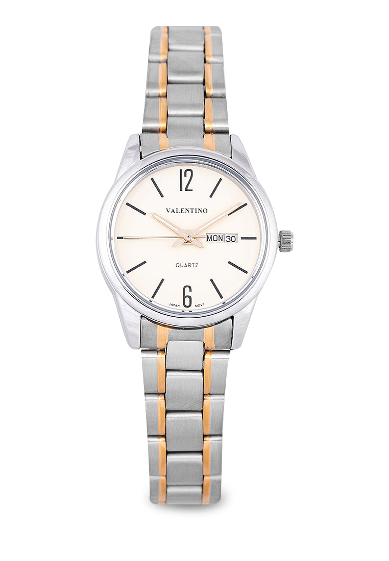 Valentino 20122258-TWO TONE - GOLD DIAL Analog Stainless Band Watch for Women-Watch Portal Philippines