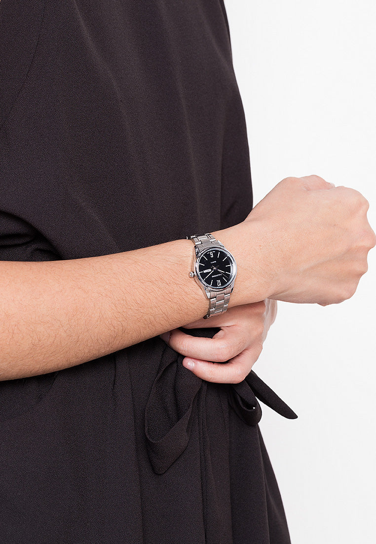 Valentino 20122259-BLACK DIAL Analog Stainless Steel Strap Watch for Women-Watch Portal Philippines