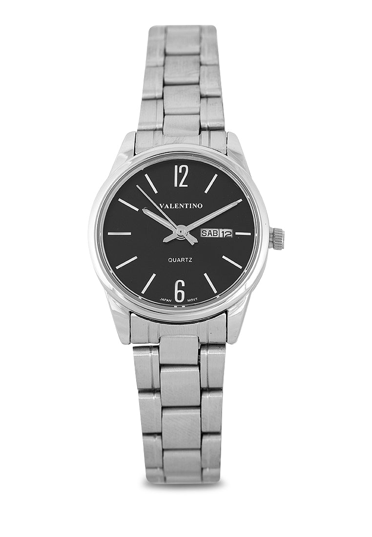 Valentino 20122259-BLACK DIAL Analog Stainless Steel Strap Watch for Women-Watch Portal Philippines