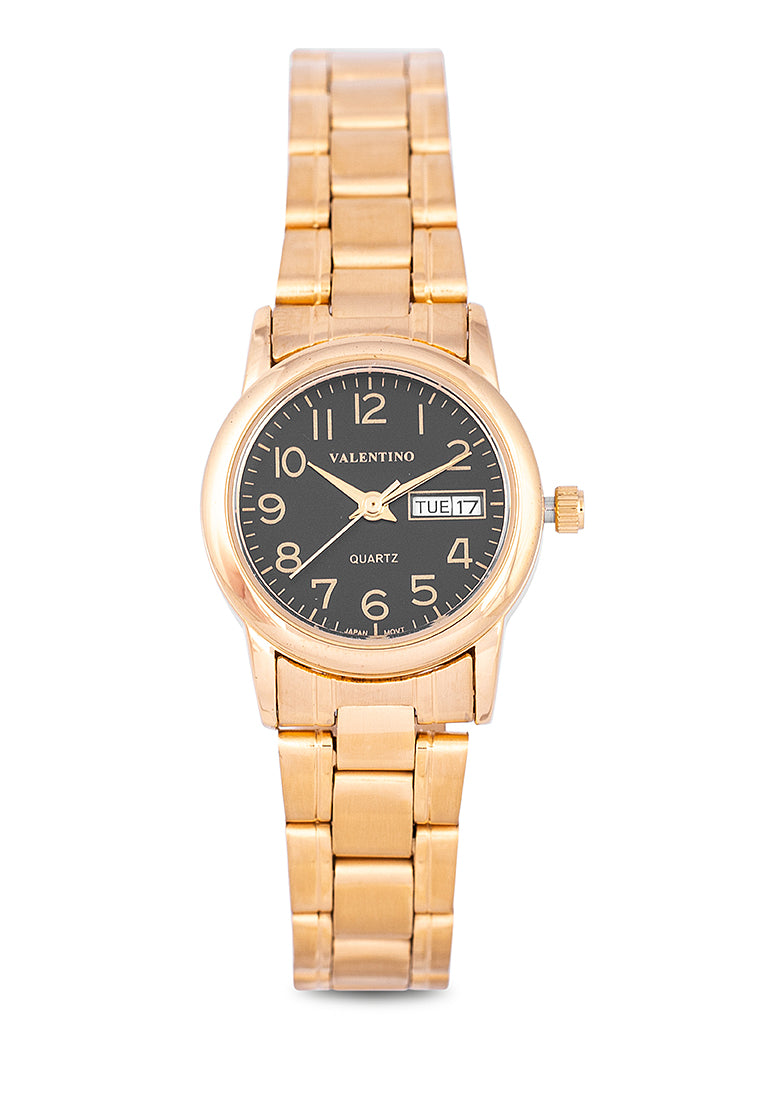 Valentino 20122260-GLD - BLACK DIAL Analog Stainless Band Watch for Women-Watch Portal Philippines
