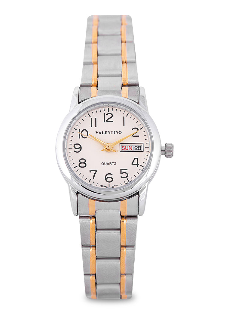 Valentino 20122260-TWO TONE - WHITE DIAL Analog Stainless Band Watch for Women-Watch Portal Philippines