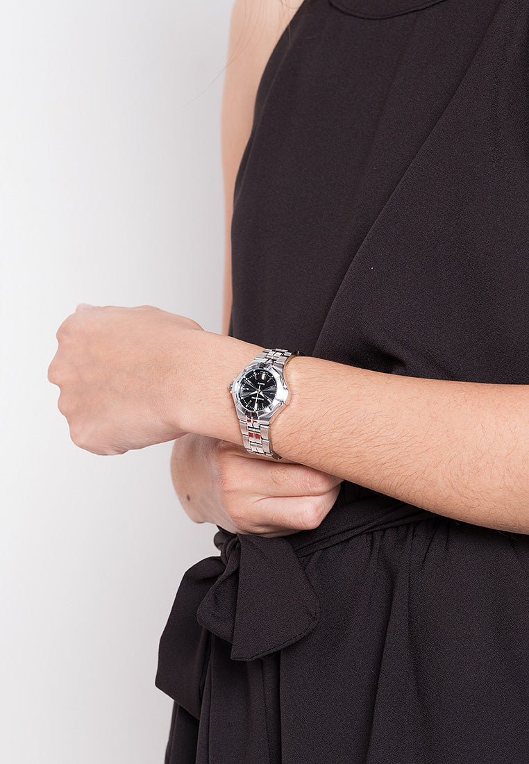 Valentino 20122263-SIL VES - BLK DIAL LINE Analog Stainless Band Watch for Women-Watch Portal Philippines