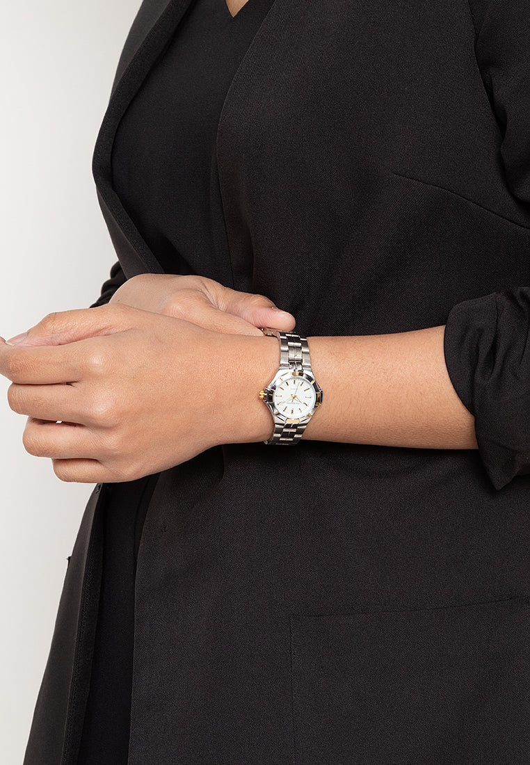 Valentino 20122263-TWO TONE VES - WHT DIAL LINE Analog Stainless Band Watch for Women-Watch Portal Philippines