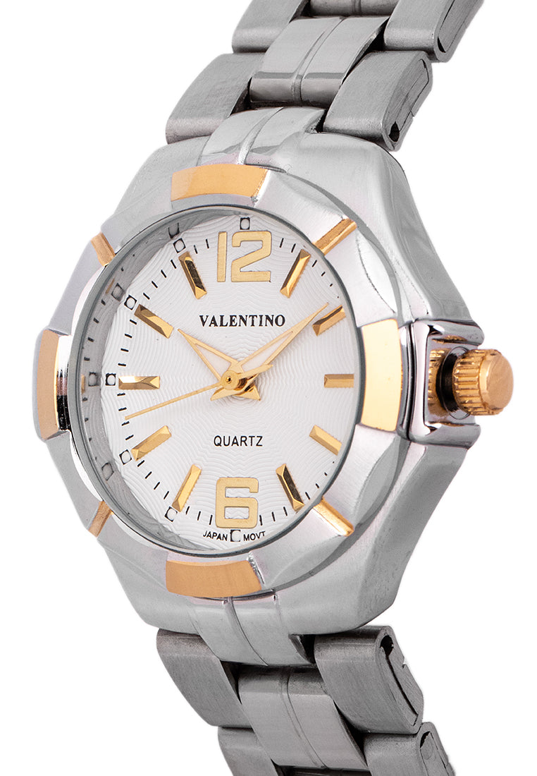 Valentino 20122263-TWO TONE VES - WHT DIAL NUMBER Analog Stainless Band Watch for Women-Watch Portal Philippines