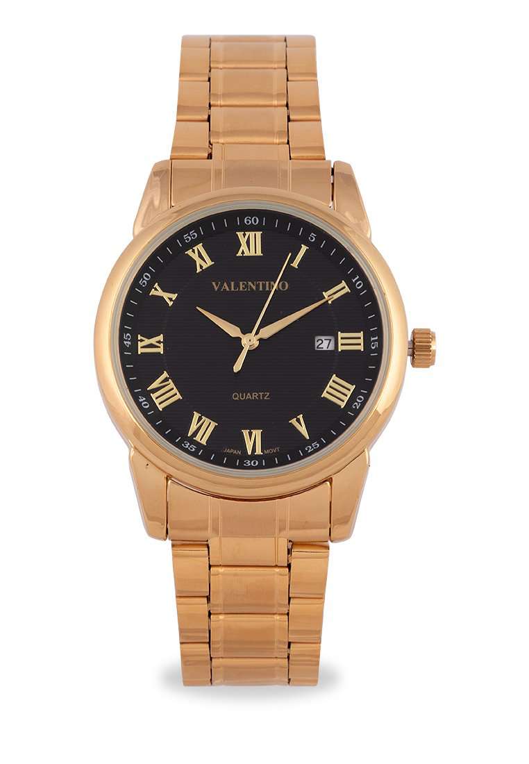 Valentino 20122297-BLACK DIAL Gold Strap Watch for Men-Watch Portal Philippines