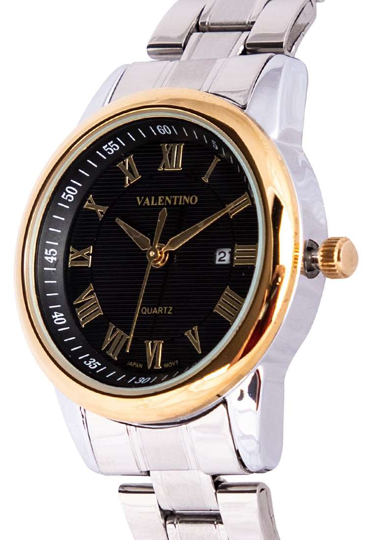 Valentino 20122300-GOLD RING-BLK DIAL Silver Strap for Women-Watch Portal Philippines