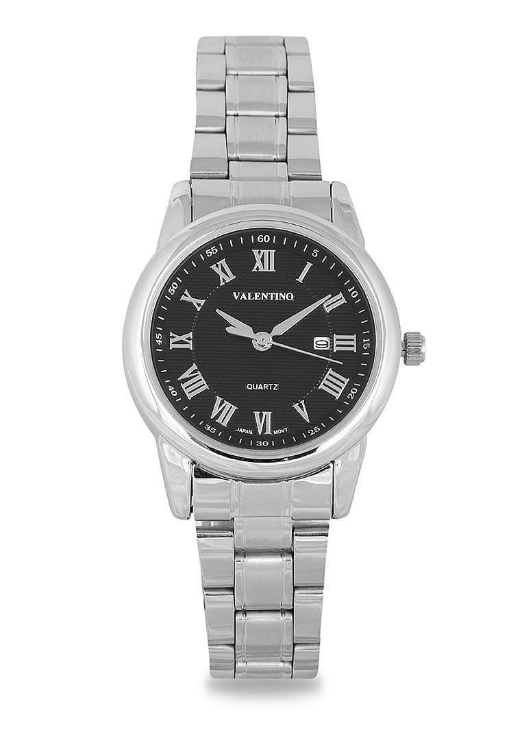 Valentino 20122300-SIL RING-BLK DIAL Silver Strap for Women-Watch Portal Philippines