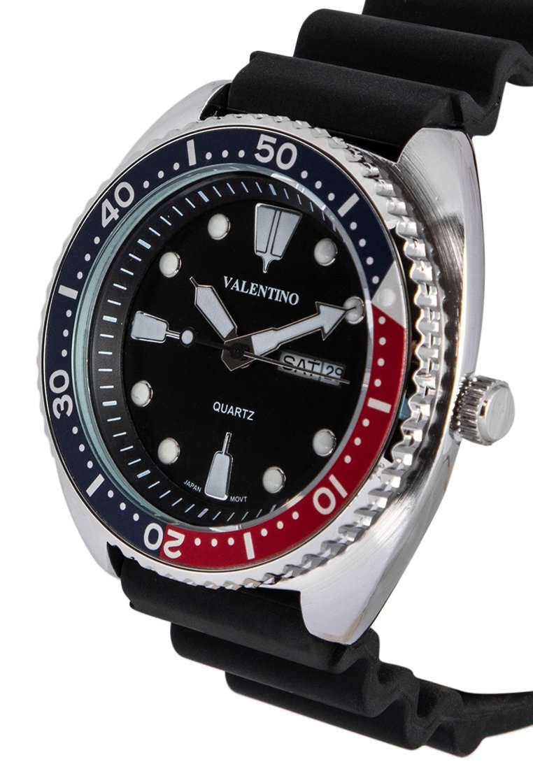 Valentino 20122314-RED BLUE RING-BLK DL Rubber Strap for Men-Watch Portal Philippines