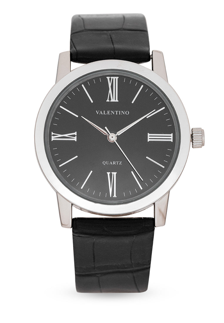 Valentino 20122367-BLACK DIAL Analog Leather Strap Watch for Men-Watch Portal Philippines
