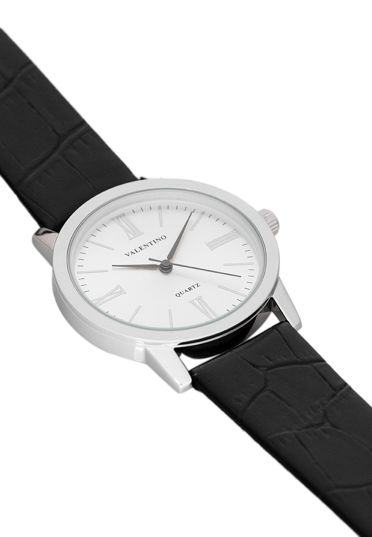 Valentino 20122367-SILVER DIAL Analog Leather Strap Watch for Men-Watch Portal Philippines